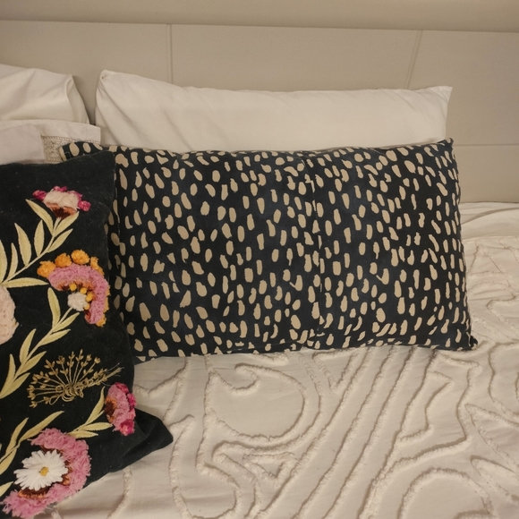 Navy Blue and White Boho Speckled Cushion - Picture 9 of 16